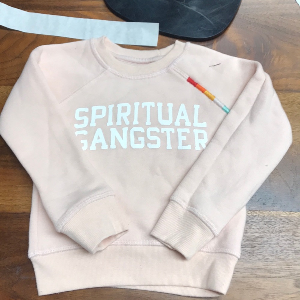 Spiritual gangster light pink logo swtshirt KID T2